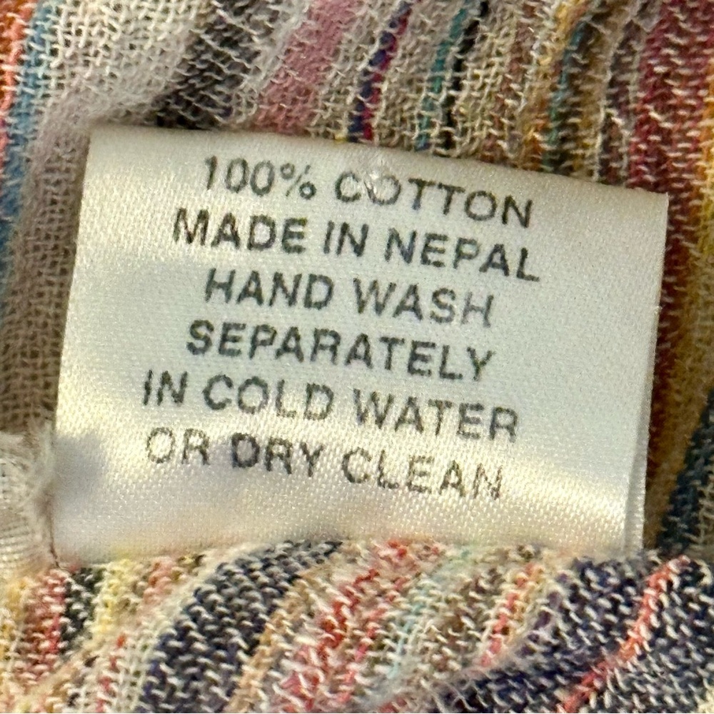 Tibet Souvenirs Colorful Striped Long Sleeve Collared Tunic Shirt - Picture 9 of 9